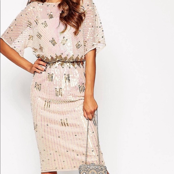 ASOS Dresses & Skirts - Asos midi red carpet kimono/holographic dress